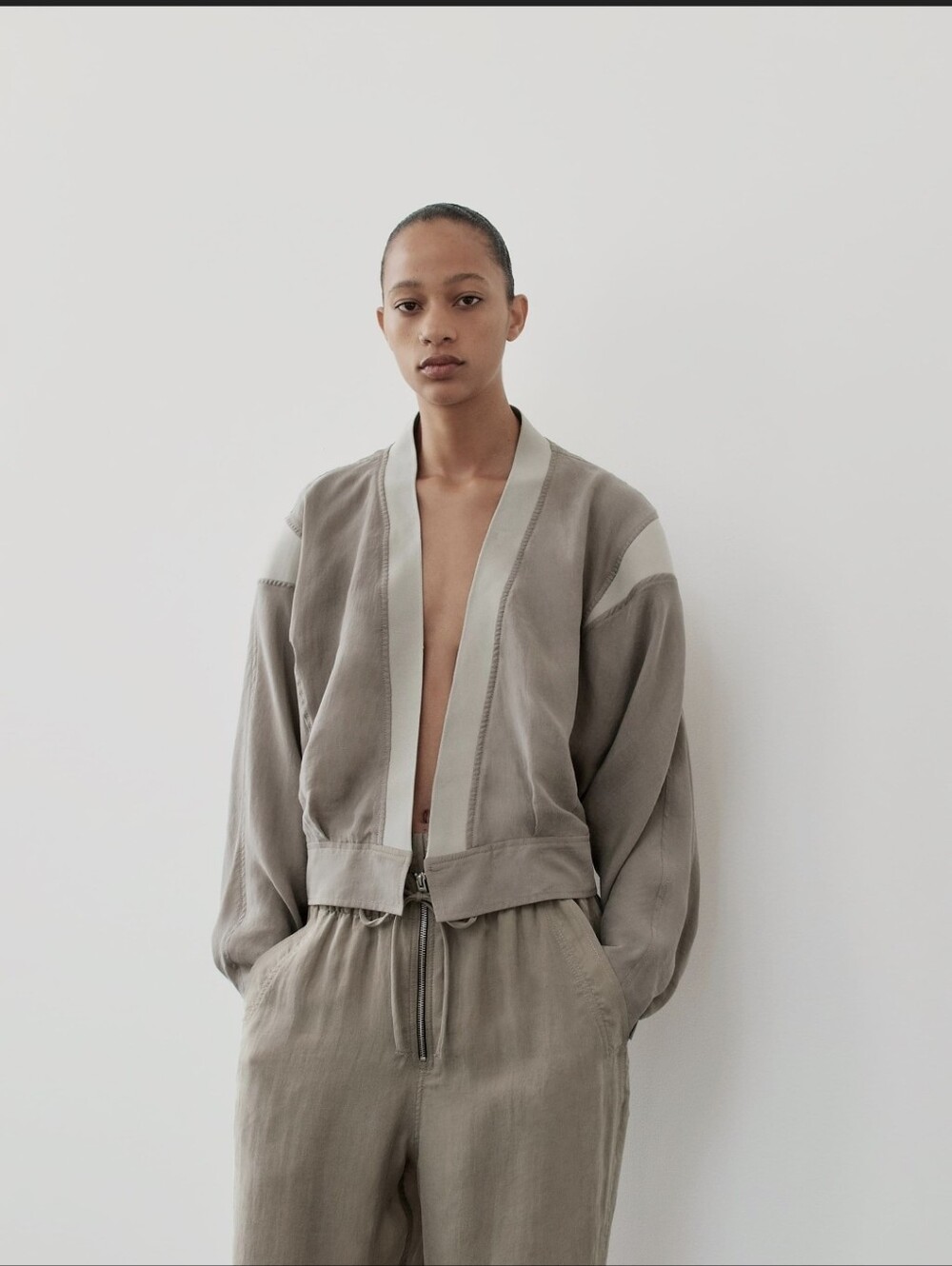 BNWT, New Zara ZW Collection Light Taupe Draped Jacket
